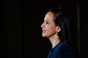 Archivo - La presidenta de Redeia, Beatriz Corredor, durante un desayuno informativo