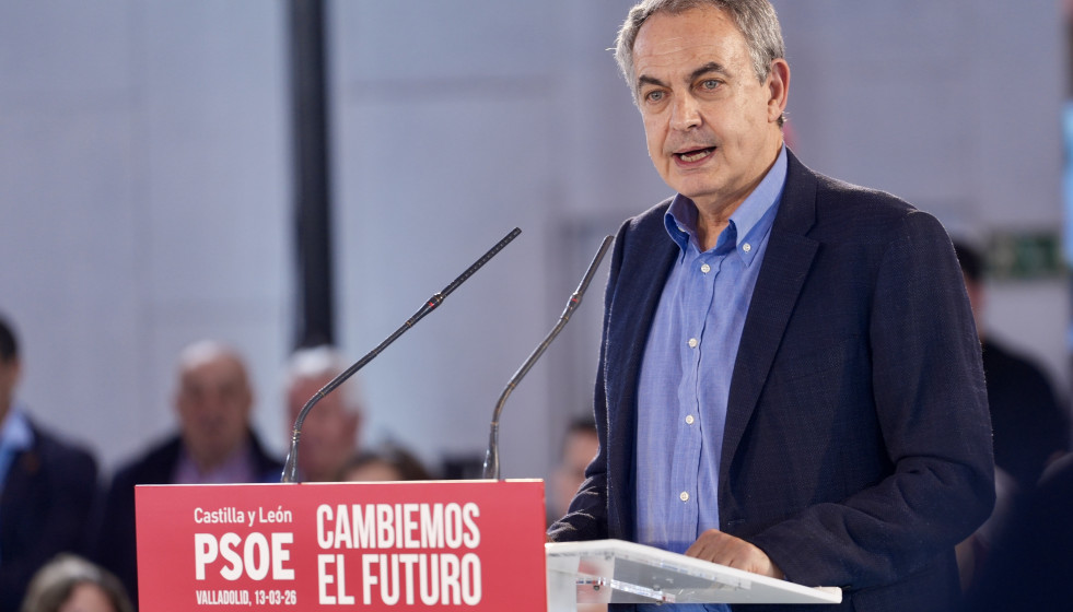 El expresidente del Gobierno José Luis Rodríguez Zapatero, interviene durante el cierre de la campaña del PSOE, a 13 de marzo de 2026.