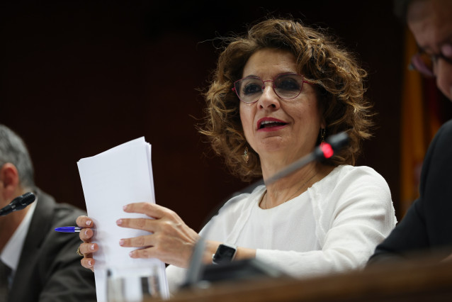 La vicepresidenta primera y ministra de Hacienda, María Jesús Montero, comparece ante la Comisión de Hacienda, en el Senado, a 11 de marzo de 2026, en Madrid (España). (Foto de archivo).