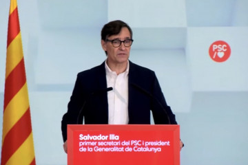 El presidente de la Generalitat y primer secretario del PSC, Salvador Illa, durante su intervención