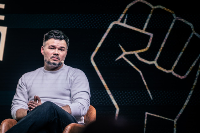 El portavoz de ERC en el Congreso, Gabriel Rufián, durante un diálogo sobre el futuro de la izquierda alternativa.