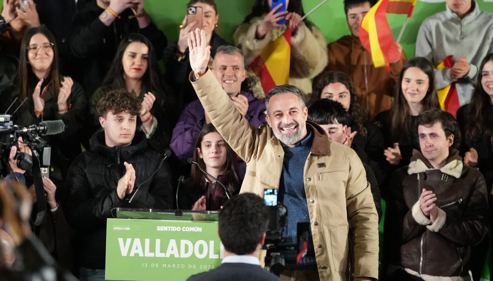 El presidente de VOX, Santiago Abascal, cierra la campaña de VOX a 13 de marzo de 2026, en Valladolid, Castilla y León (España).