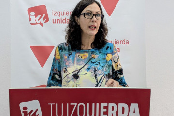 Archivo - La secretaria de Organización de IU, Eva García Sempere, interviene en una rueda de prensa telemática de la formación.