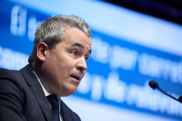 Archivo - El presidente de ANFAC Josep María Recasens en la apertura institucional, durante el II Foro Anfac del Vehículo Industrial y Autobús, con la intervención del director general de ANFAC, J