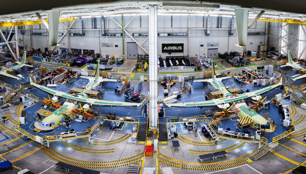 Imagen de archivo de la cadena de montaje de los aviones C295 de Airbus en Sevilla.