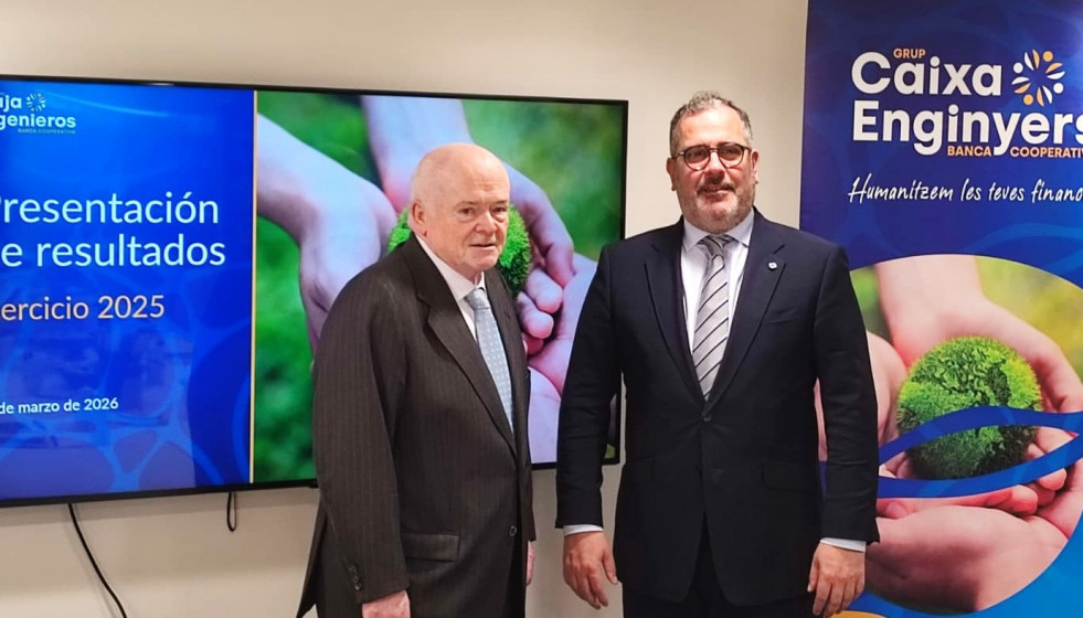 El presidente de Caixa Enginyers, Félix Masjuan, y el director general, Juanjo Llopis