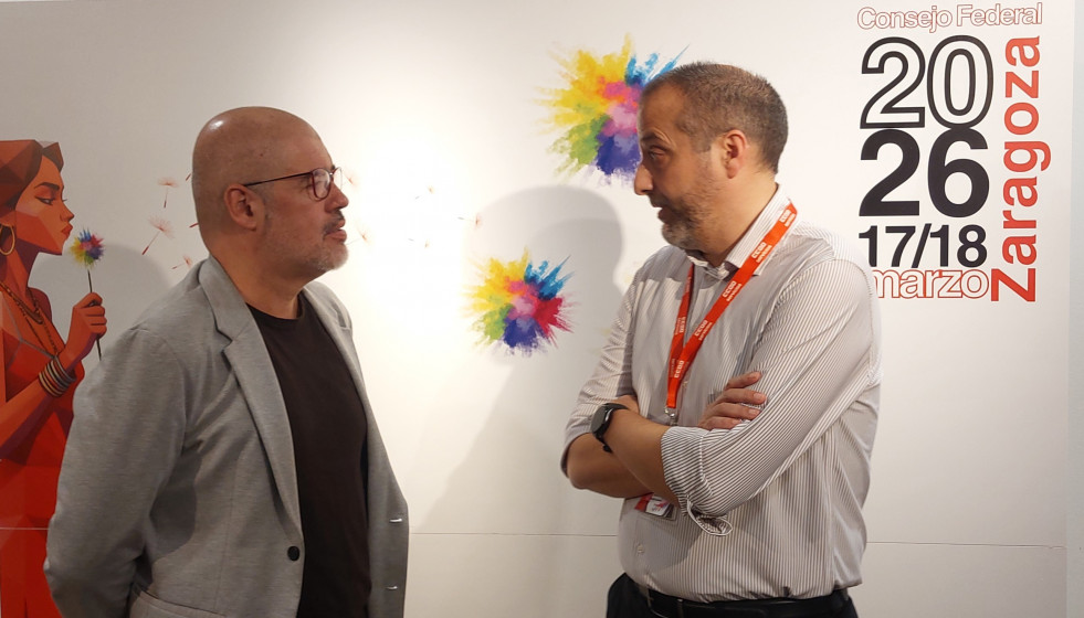 El secretario general de CCOO Aragón, Unai Sordo, y el secretario general de CCOO Servicios, Ramón González.