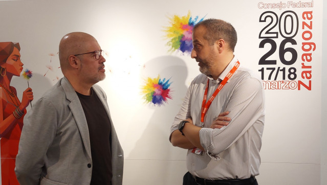 El secretario general de CCOO Aragón, Unai Sordo, y el secretario general de CCOO Servicios, Ramón González.