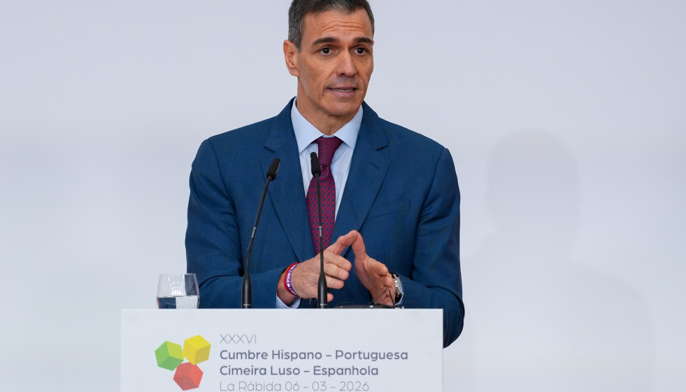 El presidente del Gobierno, Pedro Sánchez, durante  la XXXVI Cumbre hispano-portuguesa