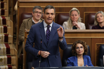 El presidente del Gobierno, Pedro Sánchez, interviene durante una sesión de control al Gobierno, en el Congreso de los Diputados, a 18 de marzo de 2026, en Madrid (España).