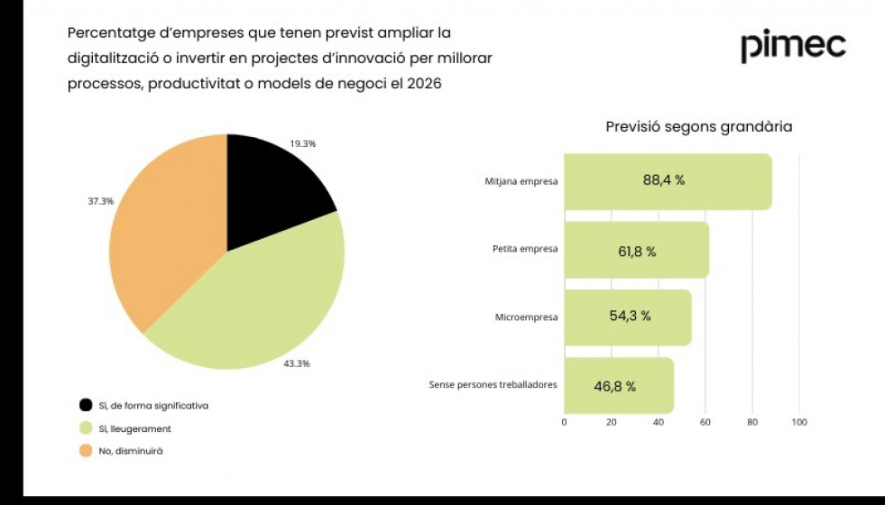 Gráfico del porcentaje de empresas que tienen previsto elevar su nivel de digitalización.