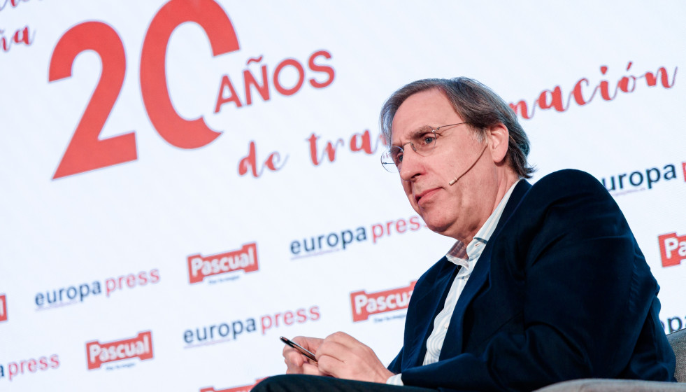 El presidente de Pascual, Tomás Pascual, durante el encuentro informativo ‘El sector agroalimentario en España, 20 años de transformación’,