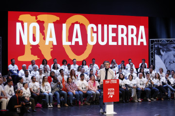 El secretario general del PSOE y presidente del Gobierno, Pedro Sánchez, durante un acto público en laq campaña de Castilla y León