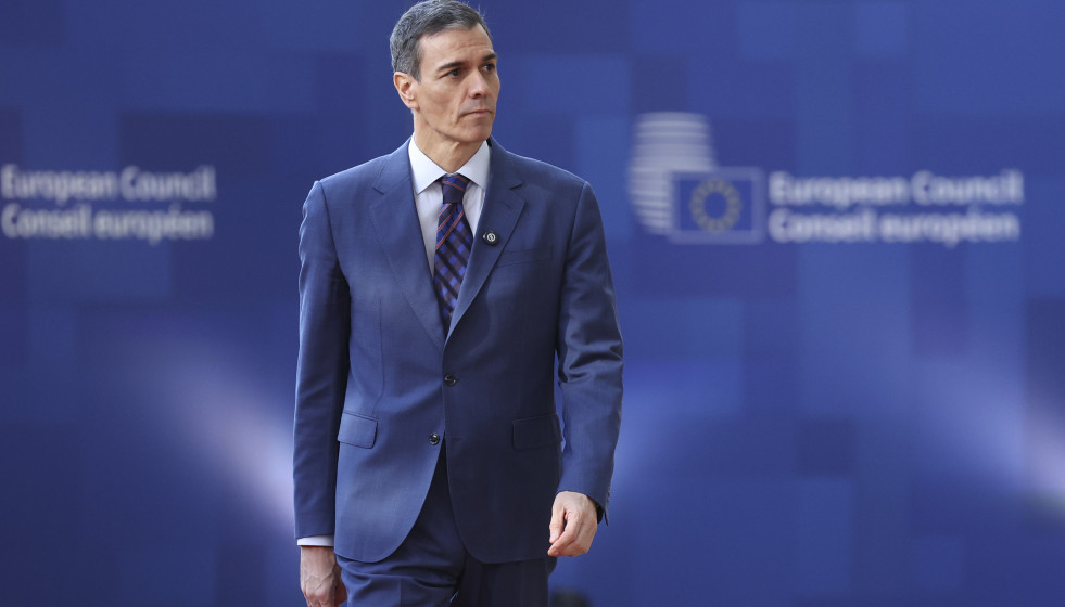 El presidente del Gobierno, Pedro Sánchez, a su llegada a la cumbre del Consejo Europeo que se celebra este jueves en Bruselas (Bélgica).