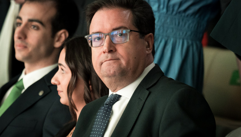 El ministro para la Transformación Digital y de la Función Pública, Óscar López, durante la entrega de las Becas Iberdrola, en el Campus Iberdrola, a 15 de marzo de 2026, en San Agustín de Guada