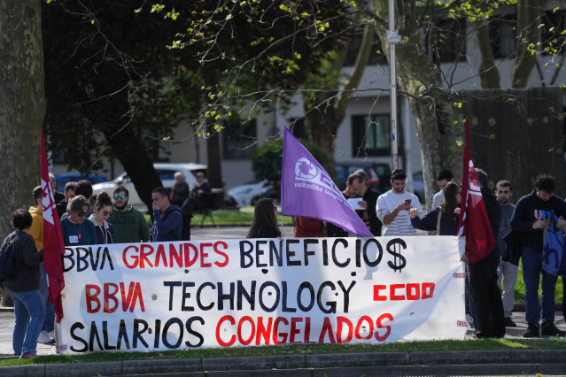 Movilización de trabajadores de BBVA Technology en Bilbao