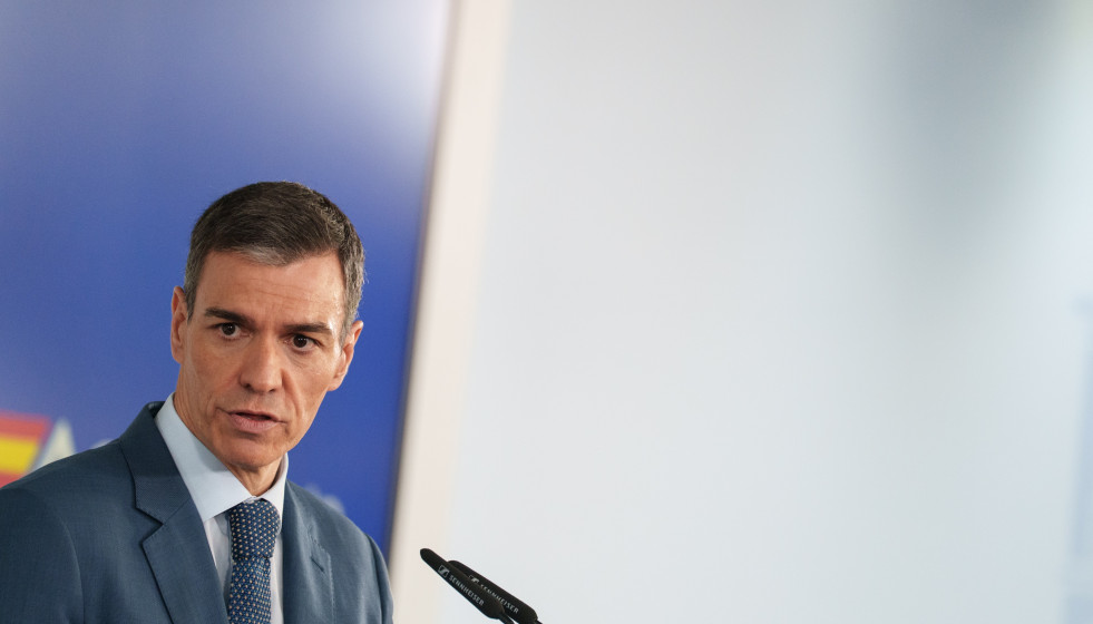 El presidente del Gobierno, Pedro Sánchez, durante una rueda de prensa posterior al Consejo de Ministros extraordinario, en el Palacio de la Moncloa, a 20 de marzo de 2026, en Madrid (España). Sánc