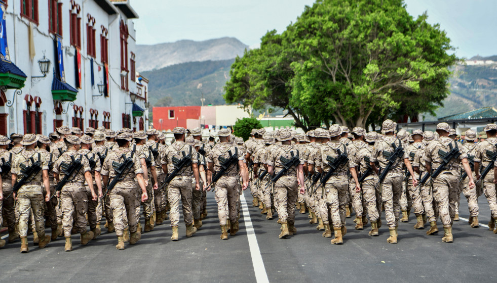 Archivo - Vista de los 130 militares de Ceuta que parten a la Operación XVIII de apoyo a Irak, en el acuartelamiento González Tablas de Ceuta, a 28 de abril de 2023, en Ceuta (España).