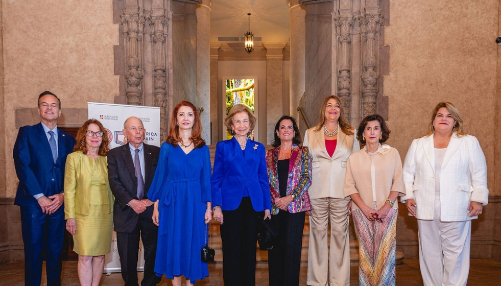 La Reina Sofía, en el primer evento de America&Spain250 en Miami.