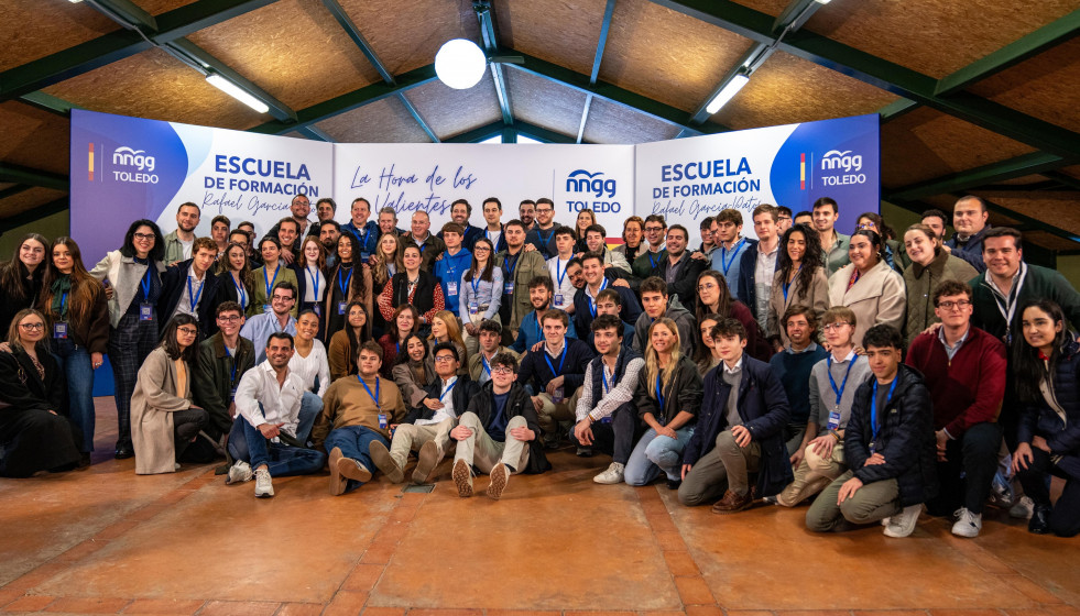 El secretario general del PP, Miguel Tellado, en la Escuela de Formación de NNGG de Toledo.