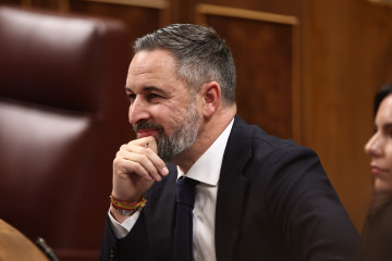 Archivo - El presidente de VOX, Santiago Abascal, en una sesión de control al Gobierno , en el Congreso