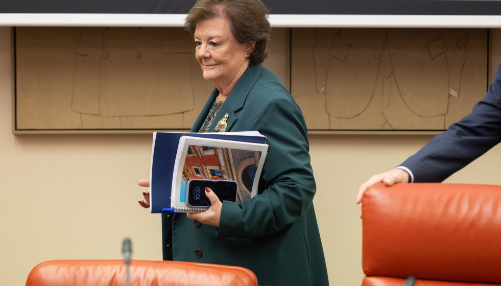 La presidenta del Tribunal de Cuentas, Enriqueta Chicano, a su llegada a la Comisión Mixta para las Relaciones con el Tribunal de Cuentas, en el Congreso, a 24 de febrero de 2026, en Madrid (España)