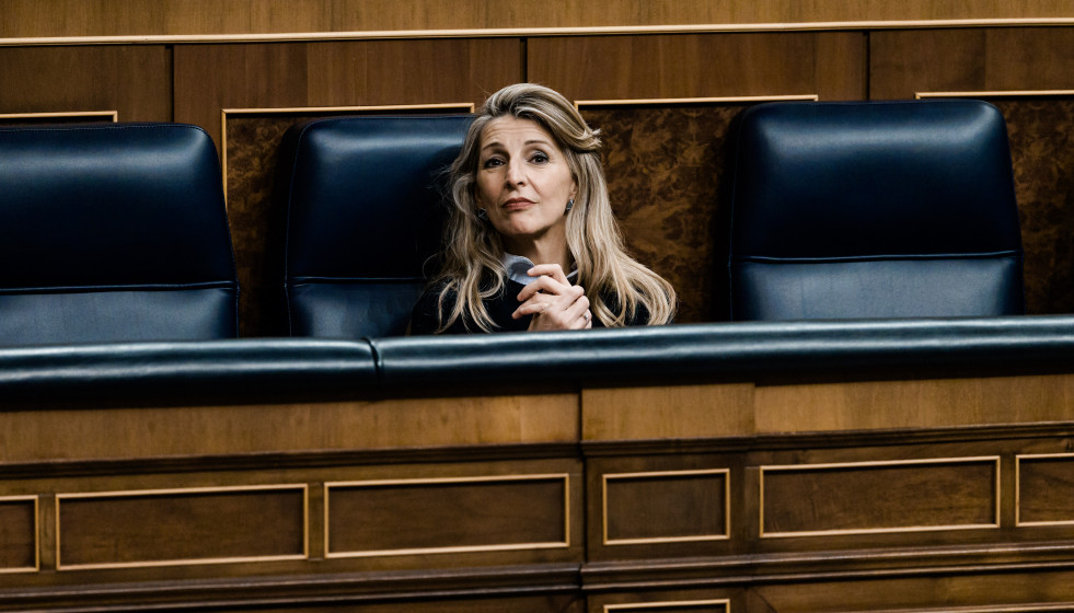 La vicepresidenta segunda del Gobierno y ministra de Trabajo y Economía Social, Yolanda Díaz, durante una sesión plenaria en el Congreso
