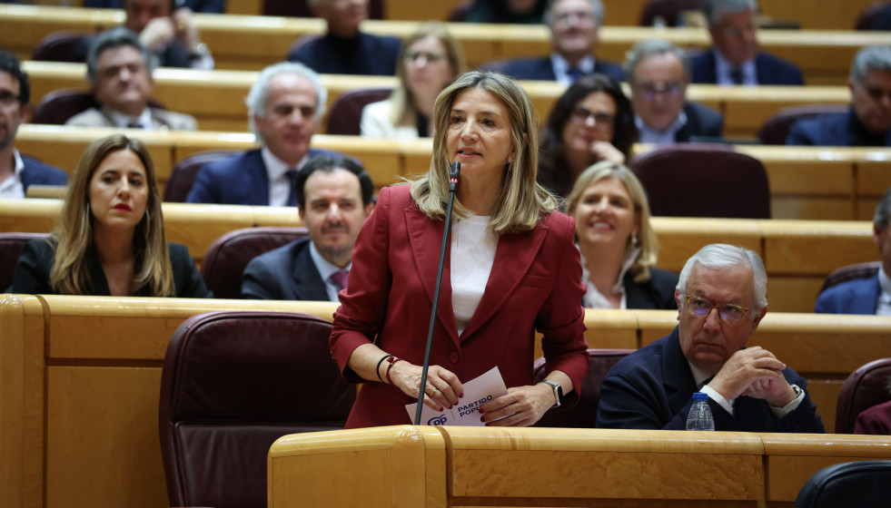 La portavoz del PP en el Senado, Alicia García, interviene durante una sesión plenaria en el Senado, a 17 de marzo de 2026, en Madrid (España).
