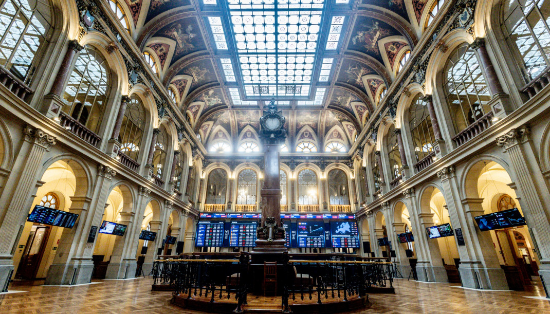 Interior del Palacio de la Bolsa de Madrid, a 20 de marzo de 2026, en Madrid (España).