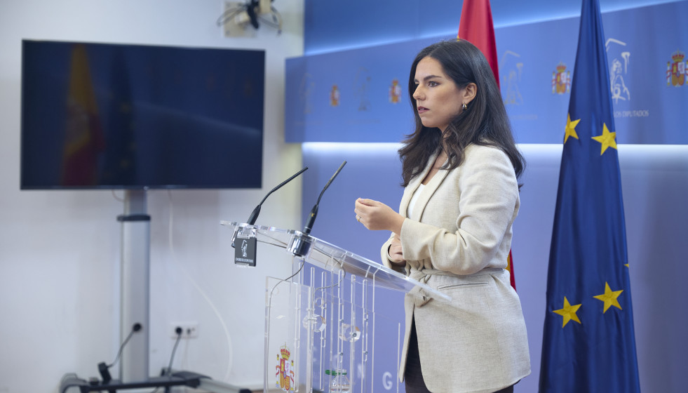 La portavoz de Vox en el Congreso, Pepa Millán, durante una rueda de prensa, en el Congreso de los Diputados, a 24 de marzo de 2026, en Madrid (España).