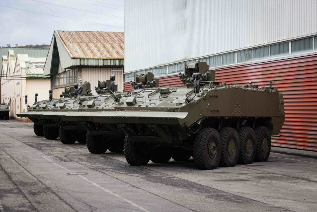 Archivo - Vehículos blindados Hunter durante una visita a la fábrica GDELS-SBS en Trubia, a 31 de octubre de 2025, en Oviedo, Asturias (España).