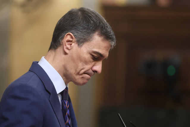 El presidente del Gobierno, Pedro Sánchez, interviene durante una sesión de control al Gobierno, en el Congreso, a 25 de marzo de 2026, en Madrid (España).