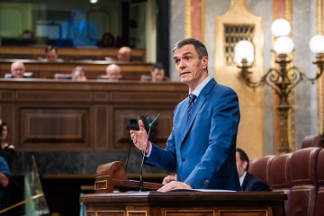 El presidente del Gobierno, Pedro Sánchez, interviene durante una sesión de control al Gobierno, en el Congreso, a 25 de marzo de 2026, en Madrid (España).