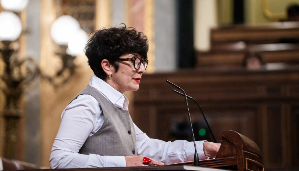 La portavoz del PNV en el Congreso, Maribel Vaquero, interviene durante una sesión de control al Gobierno, en el Congreso, a 25 de marzo de 2026, en Madrid (España).