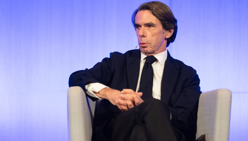 El expresidente del Gobierno José María Aznar durante la presentación del libro ‘Una verdad incómoda’, del exministro del Interior Jaime Mayor Oreja, a 11 de marzo de 2026, en Madrid (España)