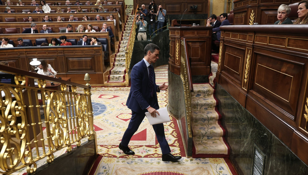 El presidente del Gobierno, Pedro Sánchez, durante una sesión de control al Gobierno, en el Congreso, a 25 de marzo de 2026, en Madrid (España).