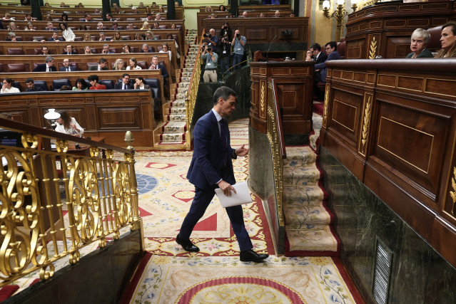 El presidente del Gobierno, Pedro Sánchez, durante una sesión de control al Gobierno, en el Congreso, a 25 de marzo de 2026, en Madrid (España).
