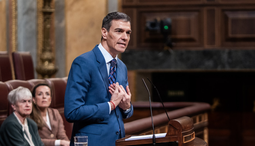 El presidente del Gobierno,  Pedro Sánchez, durante una sesión de control al Gobierno, en el Congreso, a 25 de marzo de 2026, en Madrid (España).