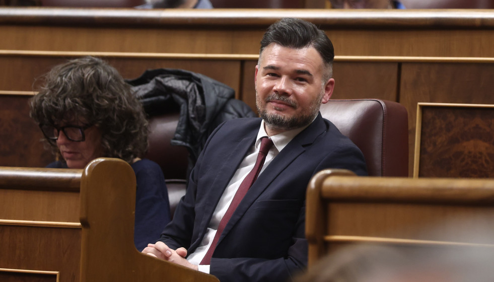 El portavoz de ERC en el Congreso, Gabriel Rufián, durante una sesión de control al Gobierno.