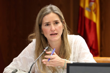 La ministra para la Transición Ecológica y el Reto Demográfico, Sara Aagesen, durante su comparecencia ante la Comisión de Investigación sobre el apagón, en el Senado, a 23 de marzo de 2026, en 