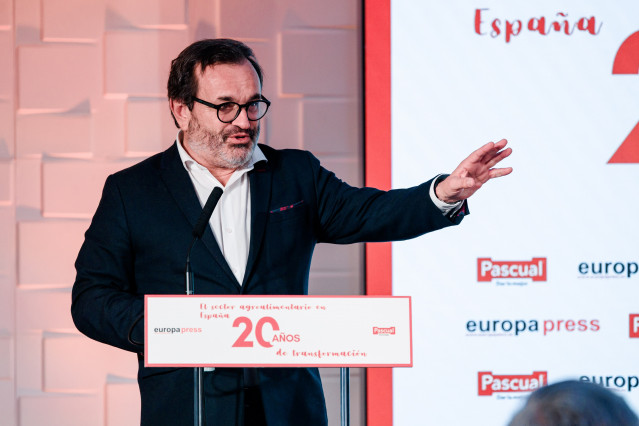 El presidente de AECOC, Ignacio González Benito, durante el encuentro informativo ‘El sector agroalimentario en España, 20 años de transformación’, a 18 de marzo de 2026, en Madrid (España), organizado por Europa Press y Pascual.