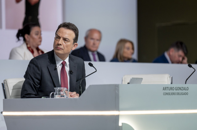 El consejero delegado de Enegás, Arturo Gonzalo, durante la Junta General de Accionistas de Enagàs, a 26 de marzo de 2026, en Madrid (España). La Junta General de Accionistas aborda la aprobación de las cuentas anuales, la gestión del consejo de administr