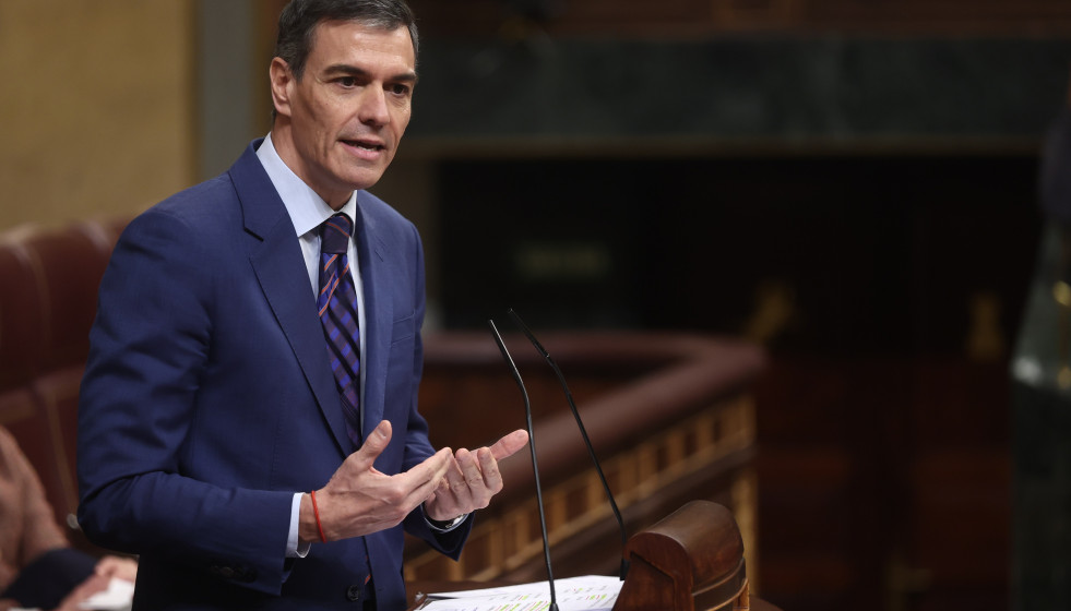 El presidente del Gobierno, Pedro Sánchez, durante una sesión de control al Gobierno, en el Congreso.
