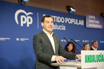 Juanma Moreno interviene en la reunión de la Junta Directiva Autonómica del PP en Sevilla. A 25 de marzo de 2026, en Sevilla (Foto de archivo).