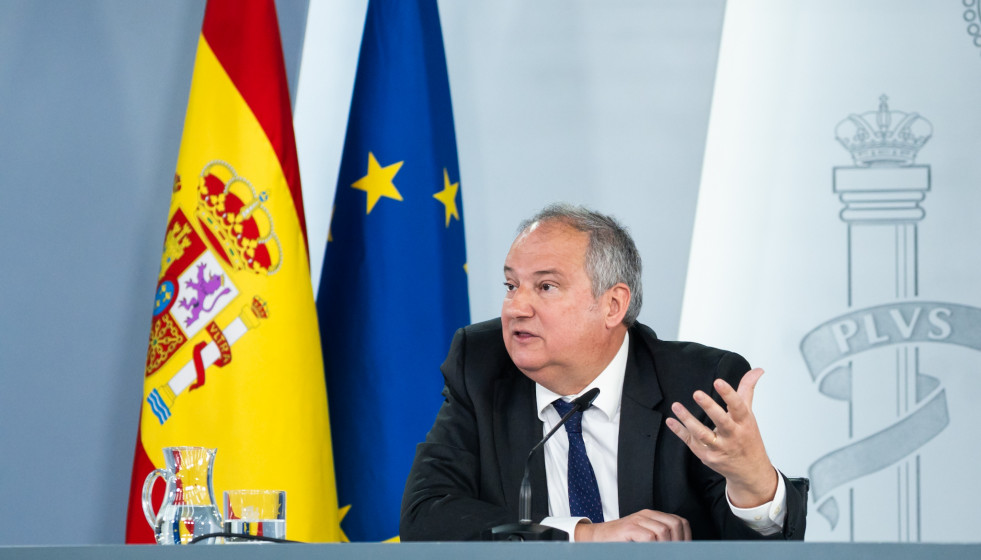 El ministro de Industria y Turismo, Jordi Hereu, durante una rueda de prensa posterior al Consejo de Ministros, en el Palacio de La Moncloa, a 31 de marzo de 2026, en Madrid (España).