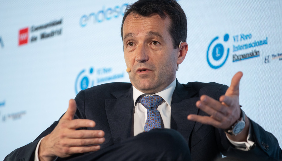 Archivo - El presidente de Indra, Ángel Escribano.