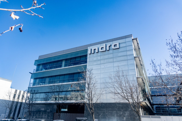 Archivo - Fachada de la sede de Indra, a 5 de febrero de 2025, en Madrid (España).
