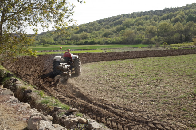 Agricultor en su tractor