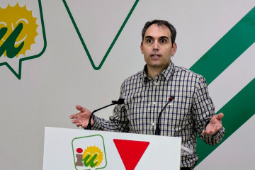 Archivo - El coordinador regional de IU en Andalucía, Toni Valero, en rueda de prensa. (Foto de archivo).