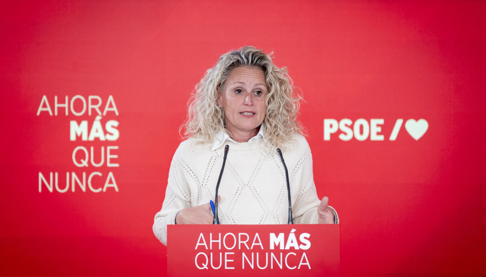 La portavoz de la Ejecutiva Federal del PSOE, Montse Mínguez, durante una rueda de prensa en la sede nacional del partido en Ferraz, a 16 de marzo de 2026, en Madrid (España).